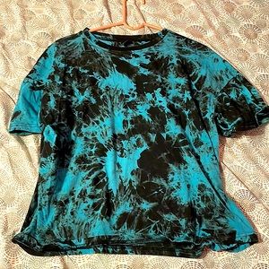 Oversized Blue and Black Tye Dye Shirt